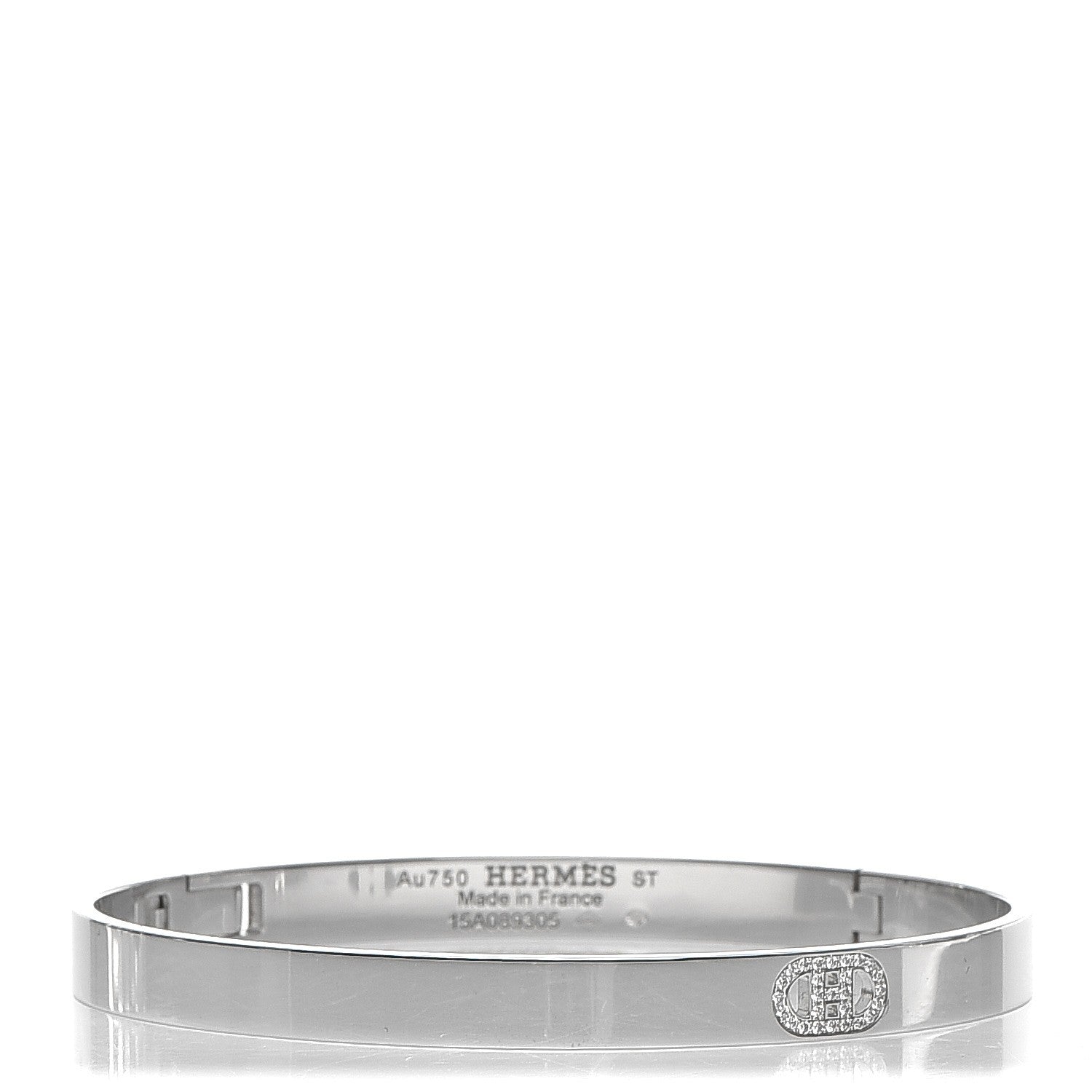 Hermes 18K White Gold Diamond PM H D'Ancre Bracelet ST 1 of 5
