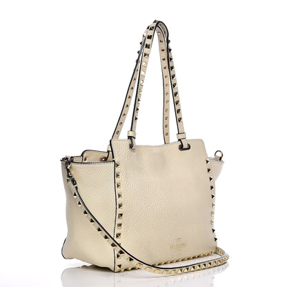 Valentino Garavani Alce Printed Calfskin Small Rockstud Tote Light Ivory 4 of 18