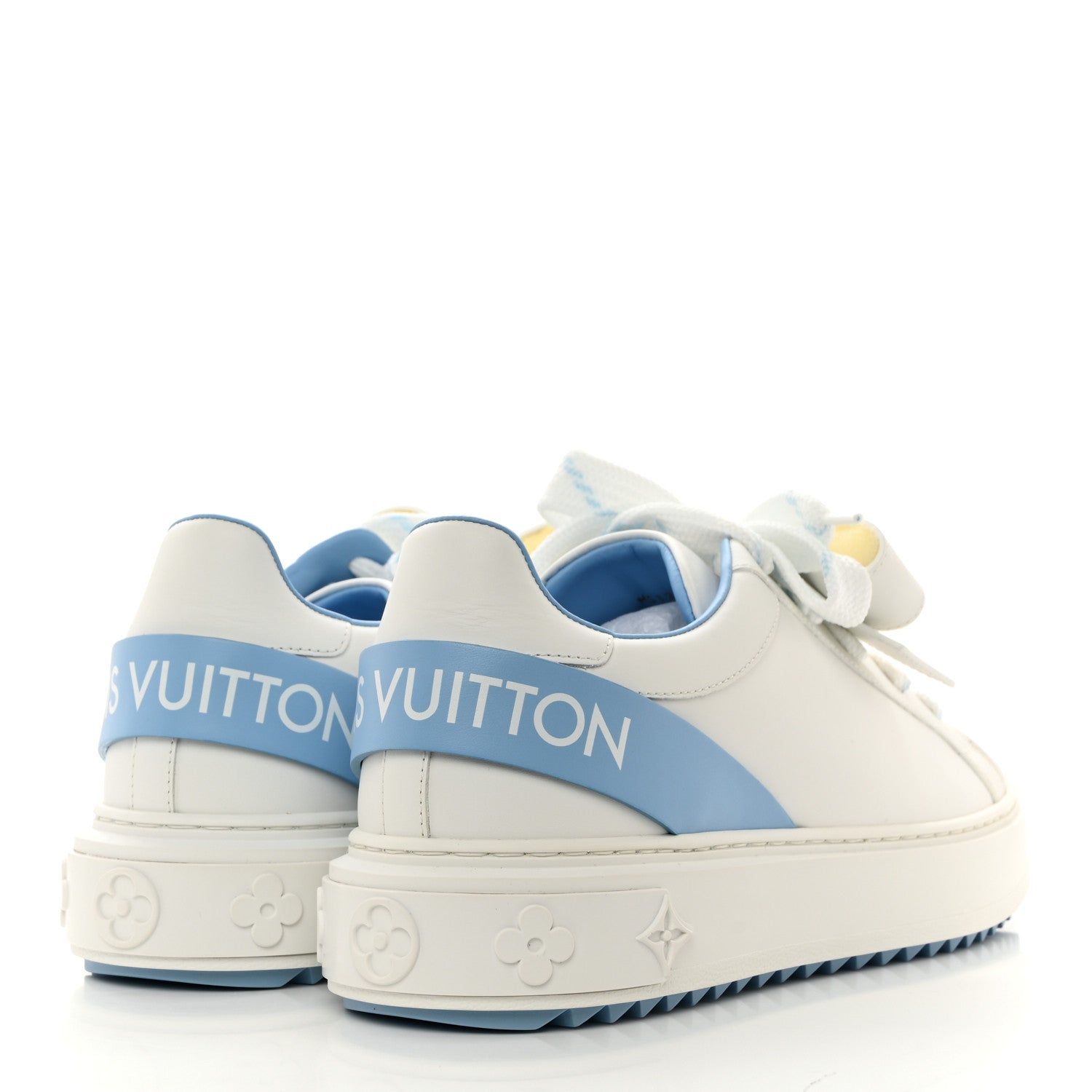 Louis Vuitton Calfskin Time Out Bow Sneakers 38.5 Blue 4 of 8