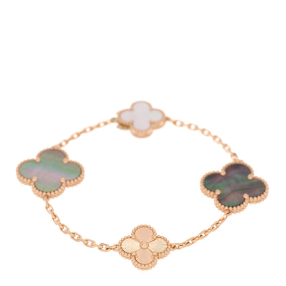 Van Cleef & Arpels 18K Rose Gold Mother of Pearl 15 Motifs Magic Alhambra Transformable Long Necklace 4 of 7