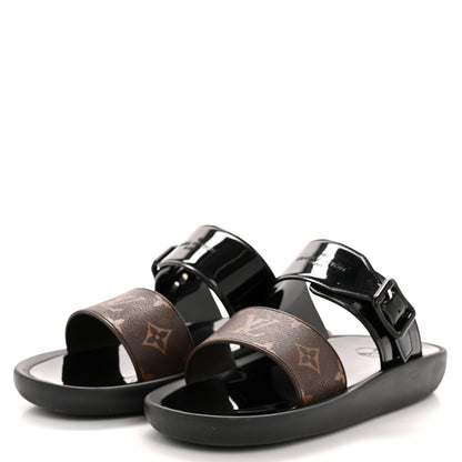 Louis Vuitton Monogram Sunbath Flat Mule Sandals 38 Black 4 of 10