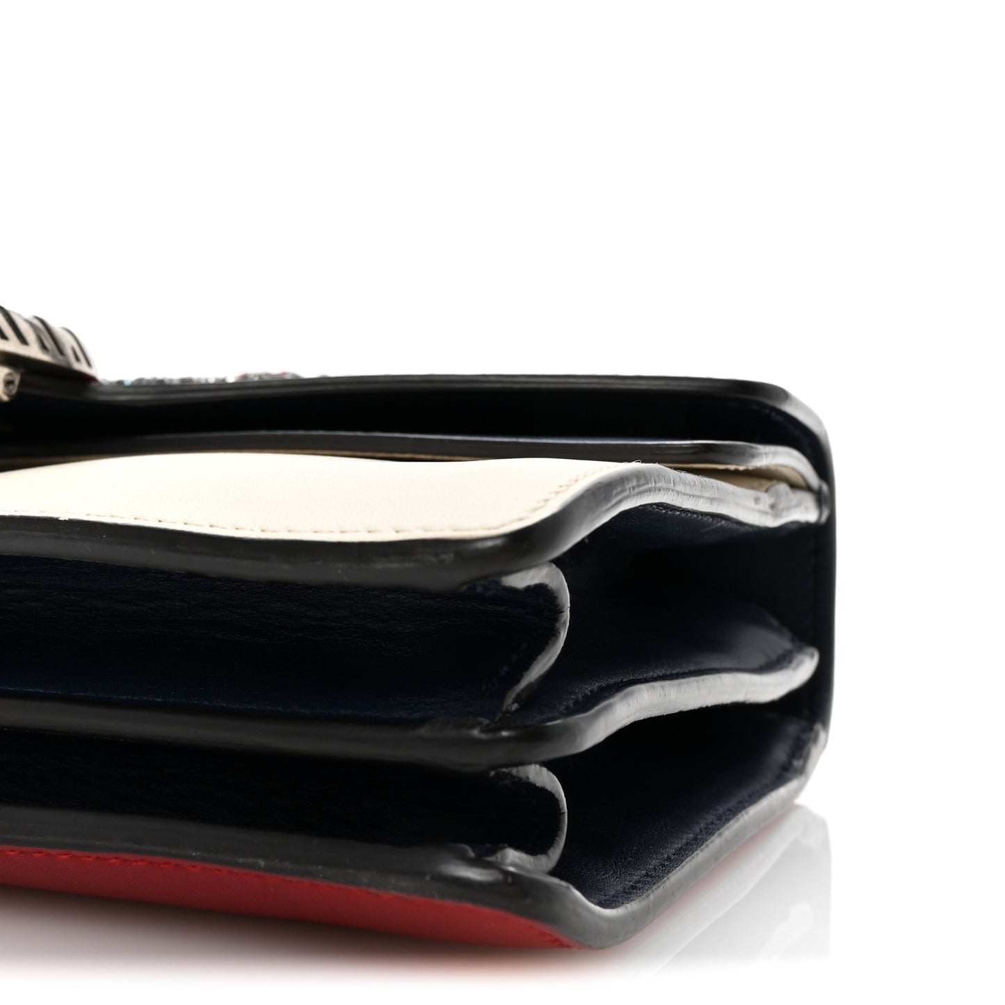 Azalea Calfskin Tri-Color Crystal Embellished Small Dionysus Shoulder Bag Mystic White Hibiscus Red Navy