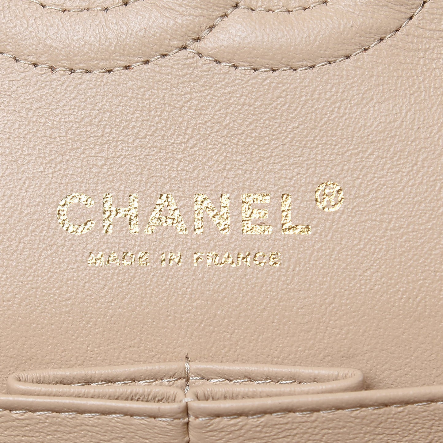 Caviar Quilted Medium Double Flap Beige Clair