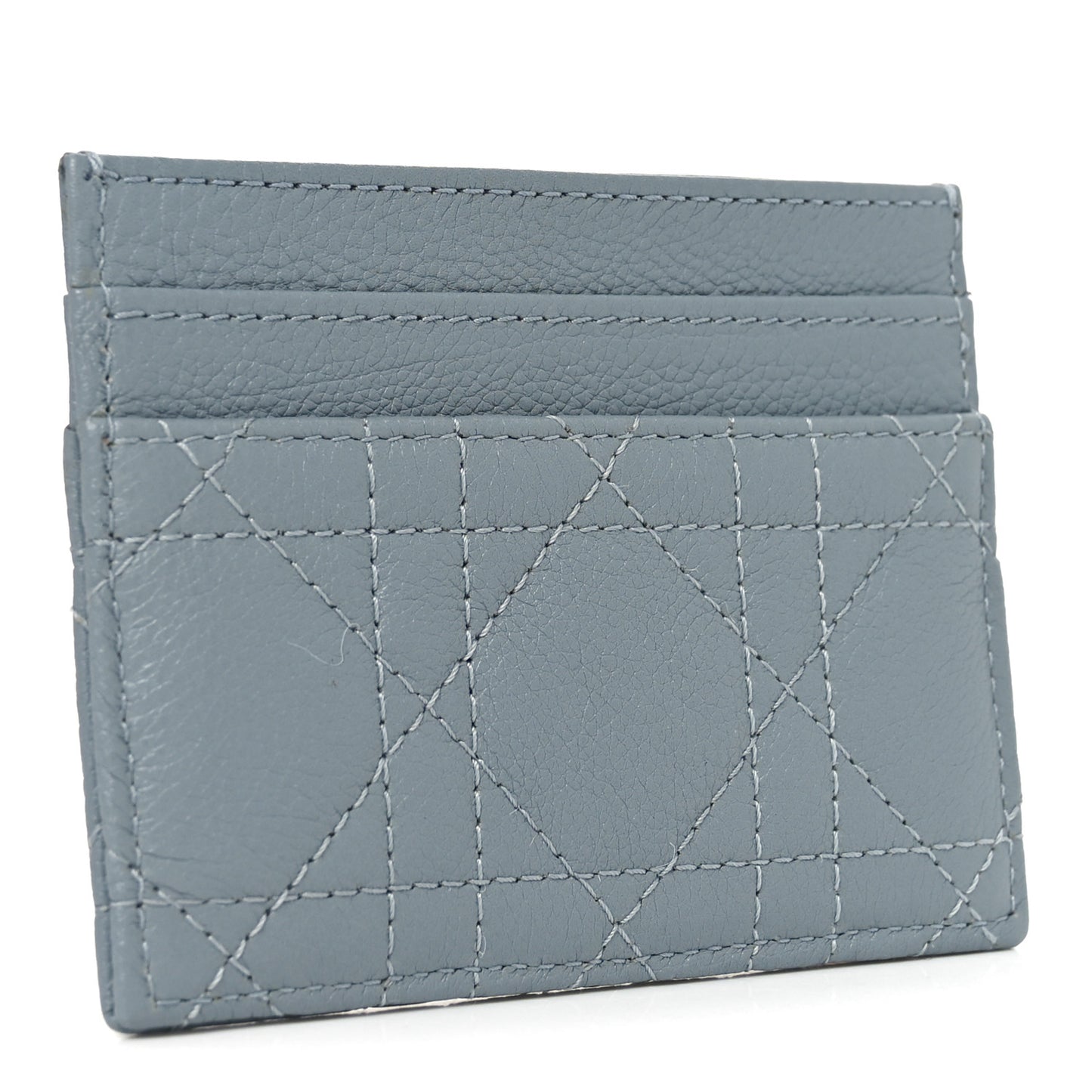 Supple Calfskin Cannage Caro Five-Slot Card Holder Cloud Blue