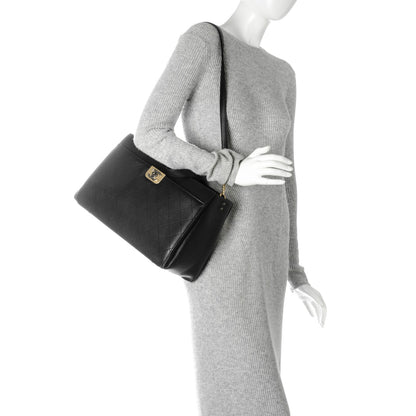Chanel Calfskin Stitched Large Straight Lines Shopping Tote Black 2 of 7
