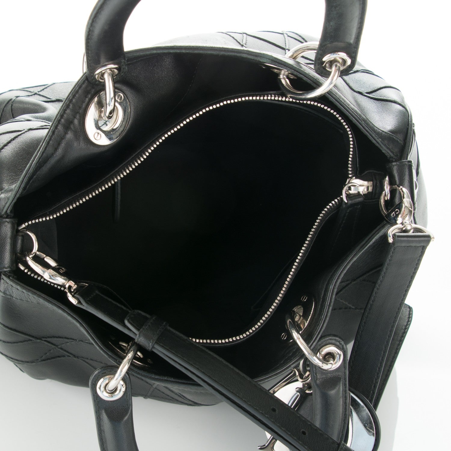 Christian Dior Lambskin Cannage Granville Polochon Black 5 of 7