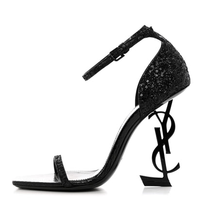 Saint Laurent Glitter Ayers Opyum Sandals 36.5 Black 1 of 10