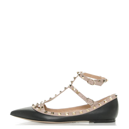 Valentino Garavani Nappa Rockstud Cage Ballerina Flats 40 Black Poudre 1 of 8