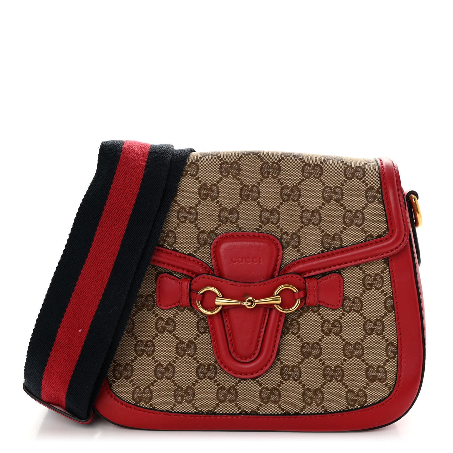 Monogram Ruinart Calfskin Medium Lady Web Shoulder Bag Beige Ebony Hibiscus Red