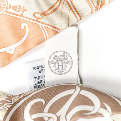 Hermes Silk Ex-Libris Twilly Creme Orange Beige 4 of 5