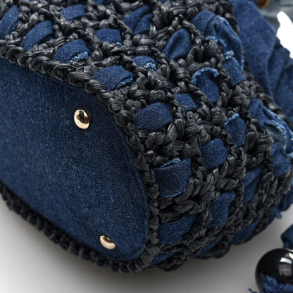 Chanel Denim Raffia Woven Bucket Bag 10 of 10