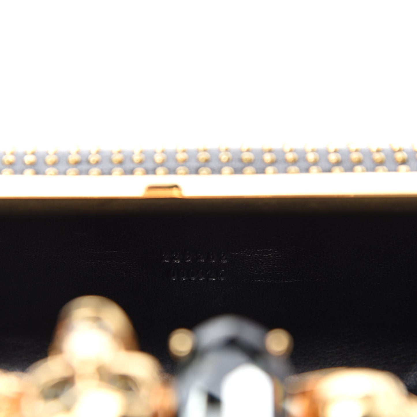 Suede Studded Skull Knuckle Box Clutch Black