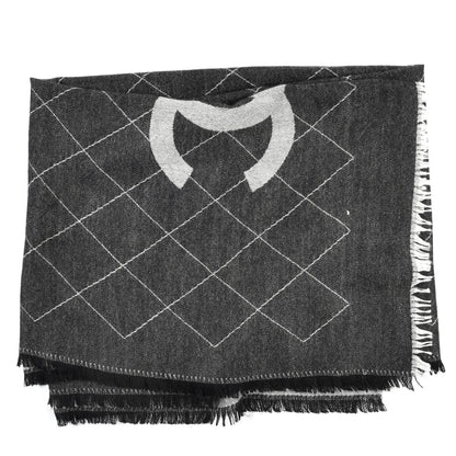 Chanel Cashmere Silk Quilted CC Logo Stole Black 3 of 4