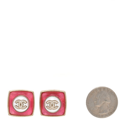 Chanel Metal Glass Pearl Strass CC Earrings Pink Gold 2 of 4
