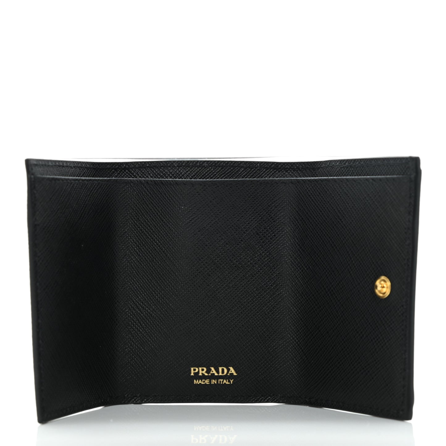 Saffiano Metal Tri-Fold Envelope Card Holder Wallet Black