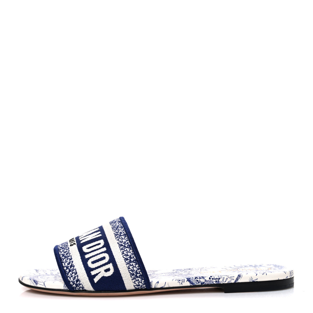 Christian Dior Canvas Soleil Embroidered Dway Mules Slide Sandals 37 Deep Blue 1 of 11