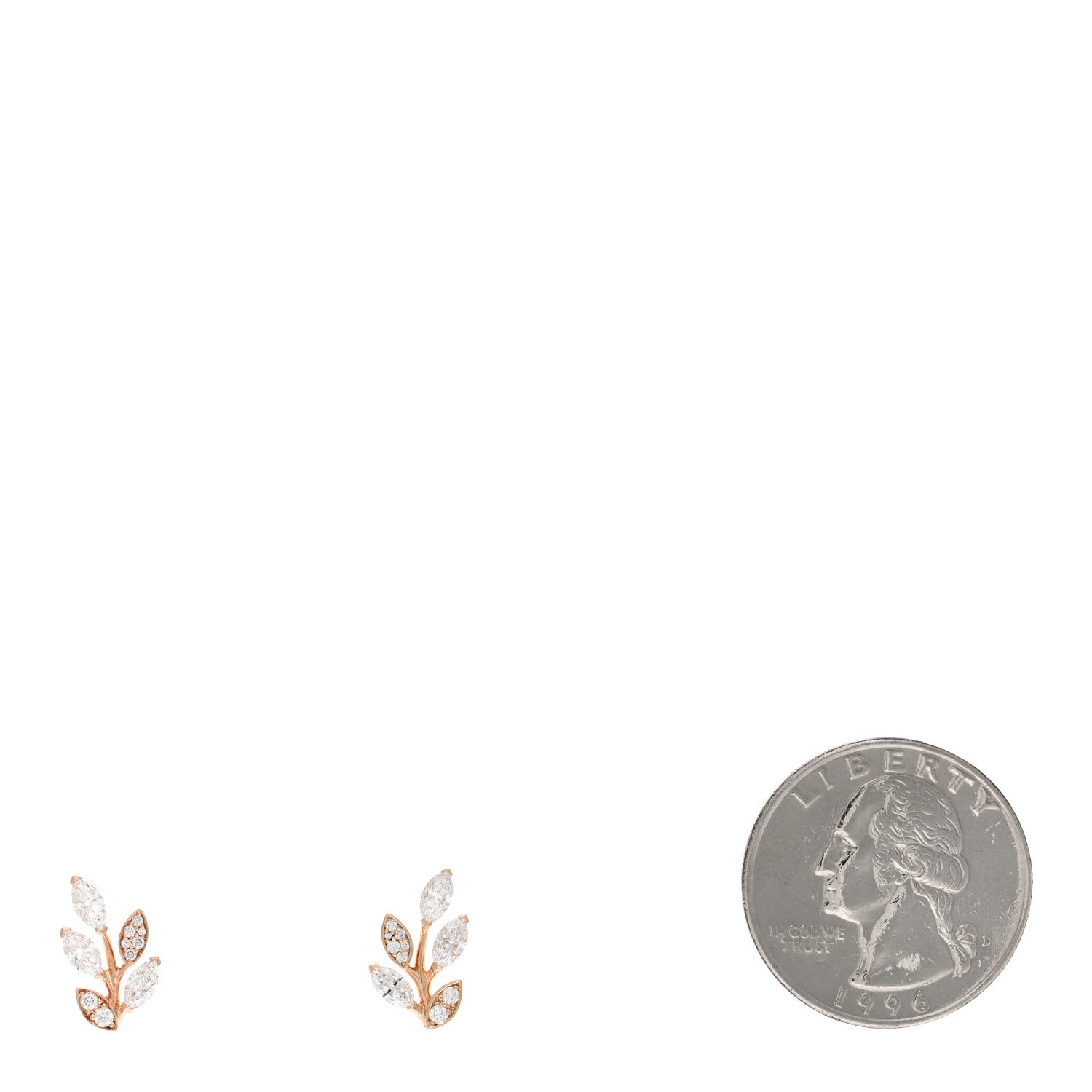 Tiffany 18K Rose Gold Diamond Small Victoria Vine Earrings 2 of 4