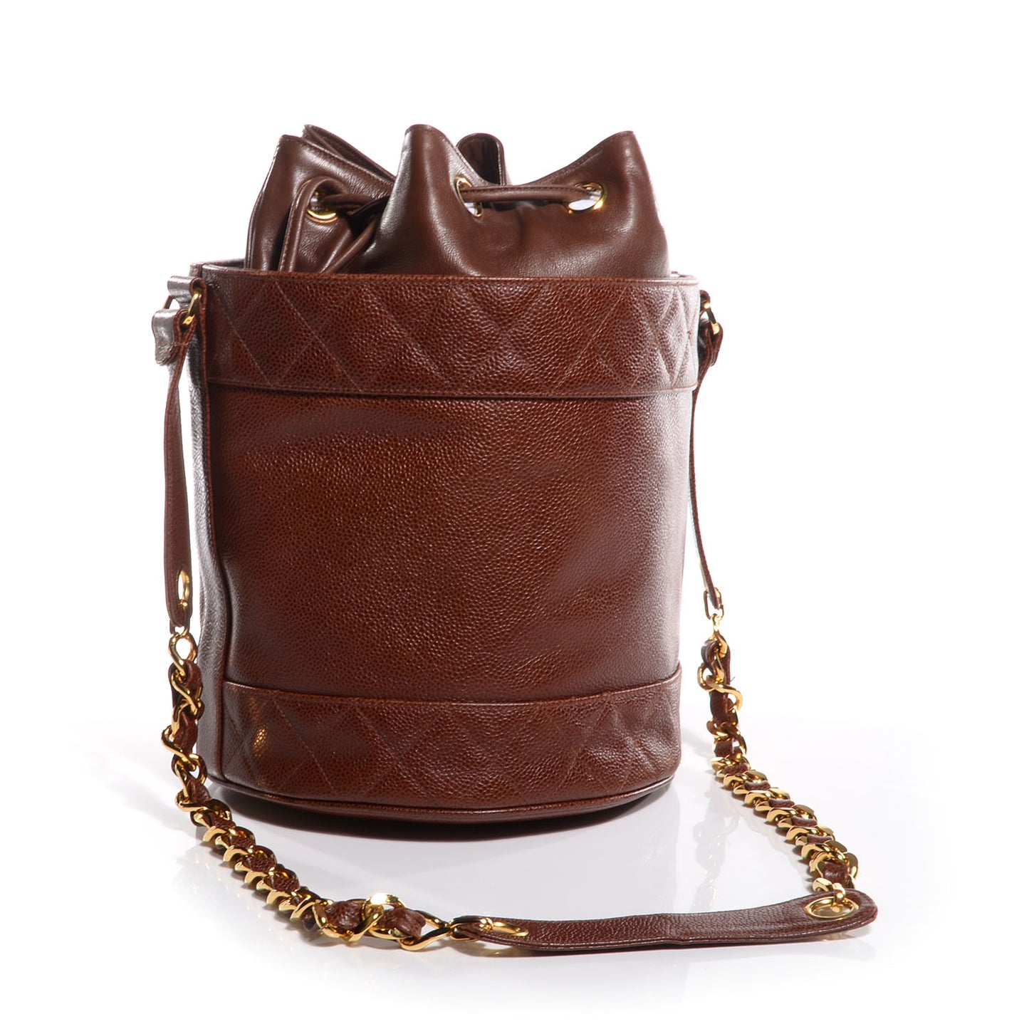 Caviar Drawstring Shoulder Bag Brown