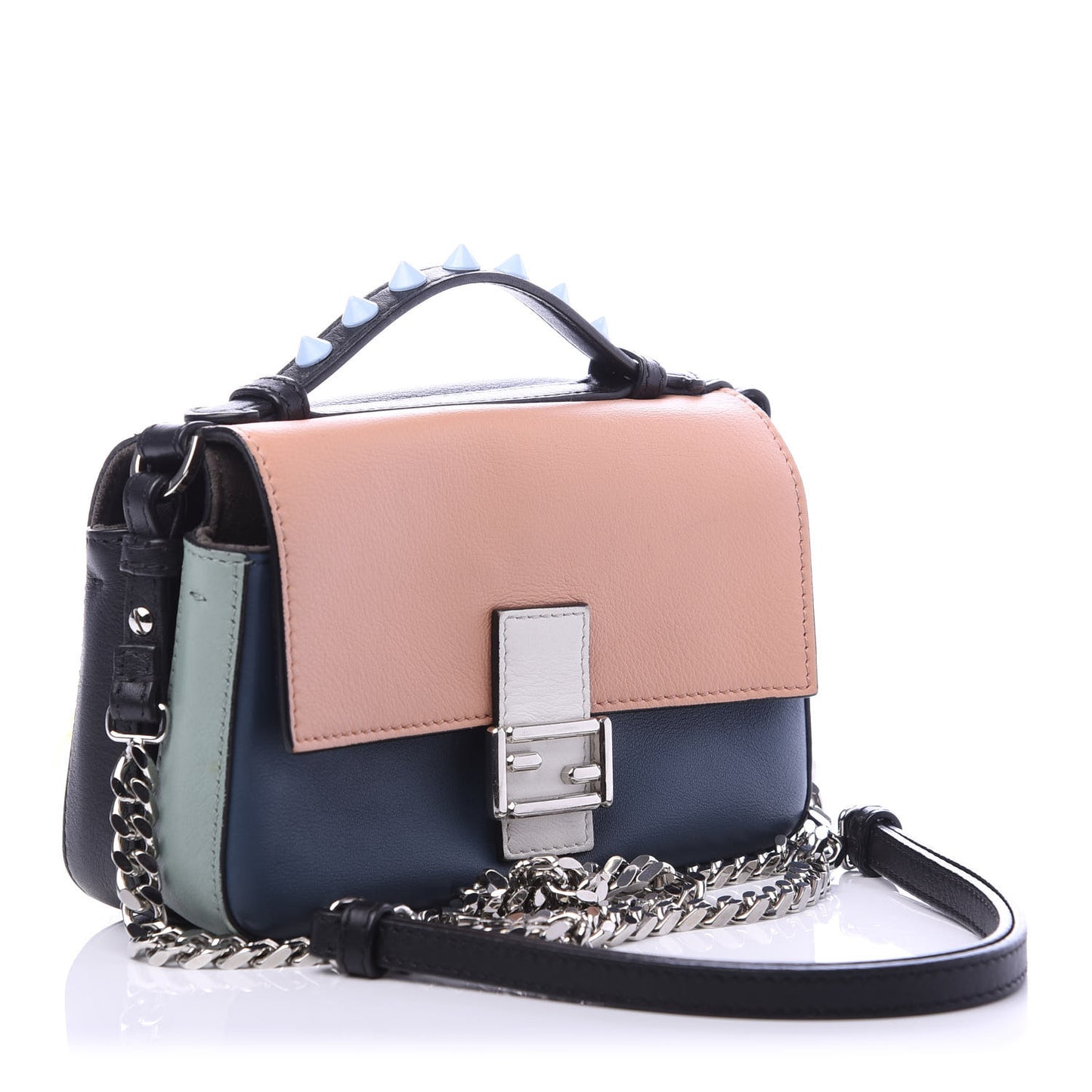 Vitello Dolce Elaphe Ayers Fox Hypnoteyes Studded Micro Double Baguette Black Giallo Multicolor