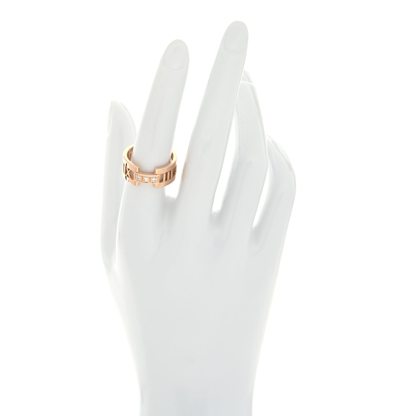 18K Rose Gold Diamond Atlas Open Ring 56 7.5