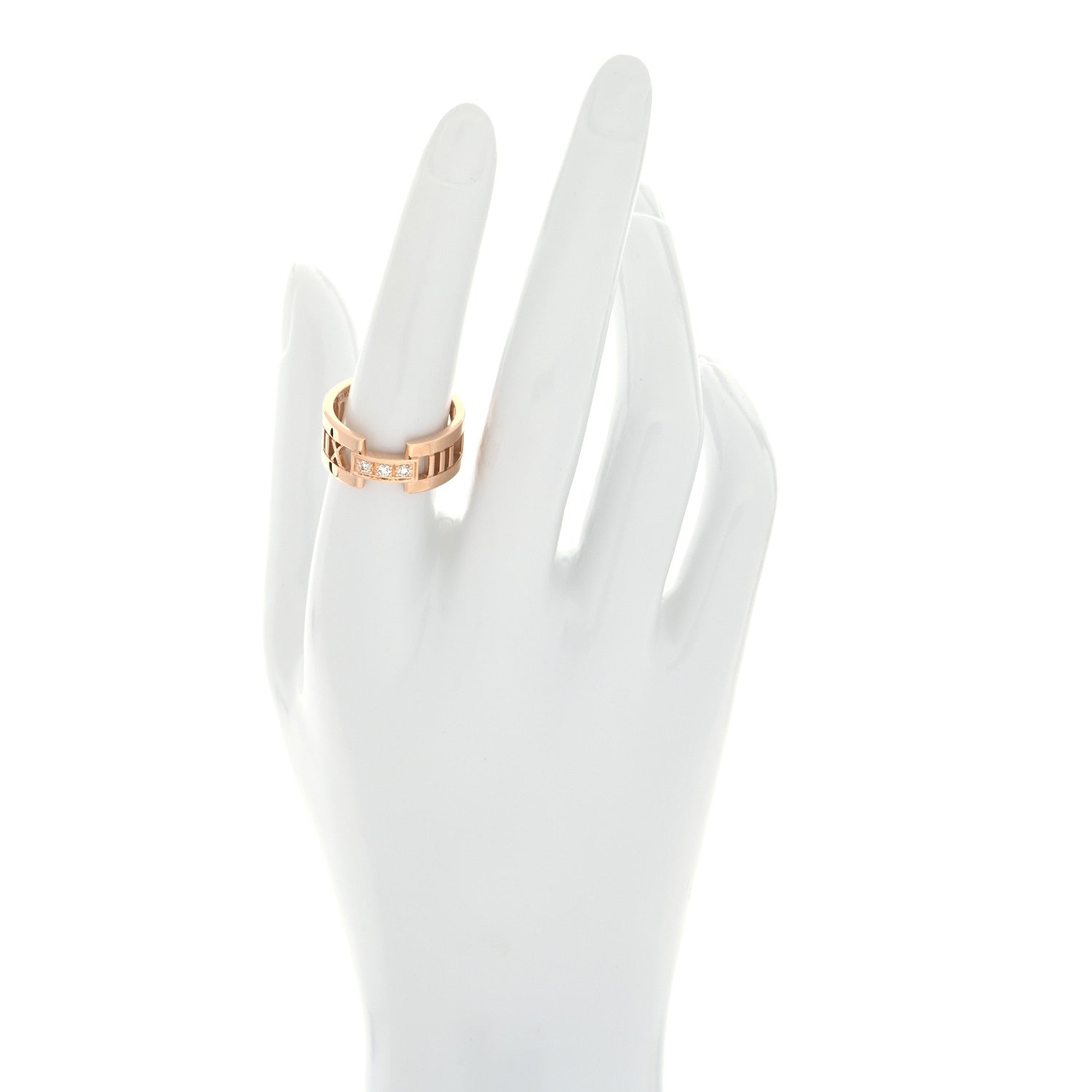 Tiffany 18K Rose Gold Diamond Atlas Open Ring 56 7.5 2 of 5