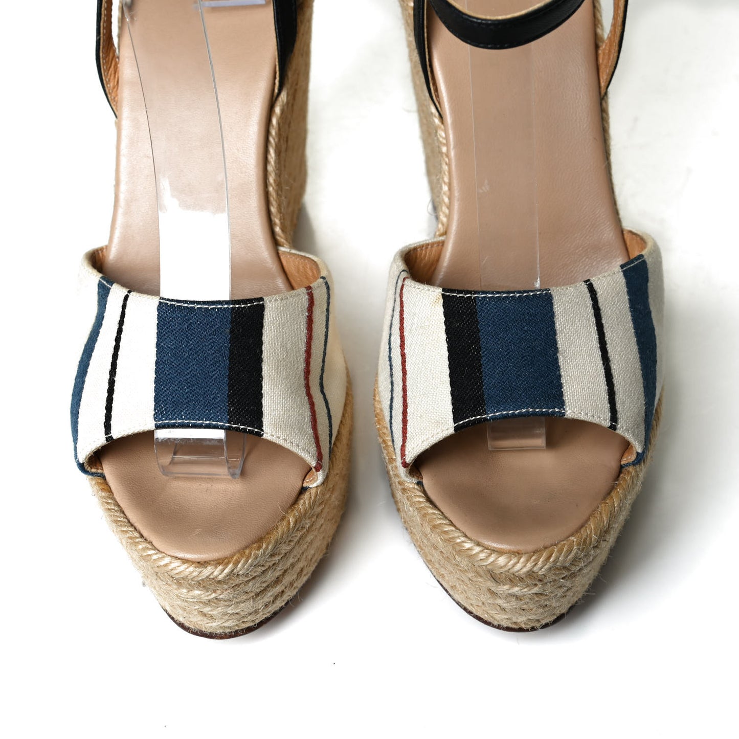 Canvas Striped Espadrille Wedge Sandals 39