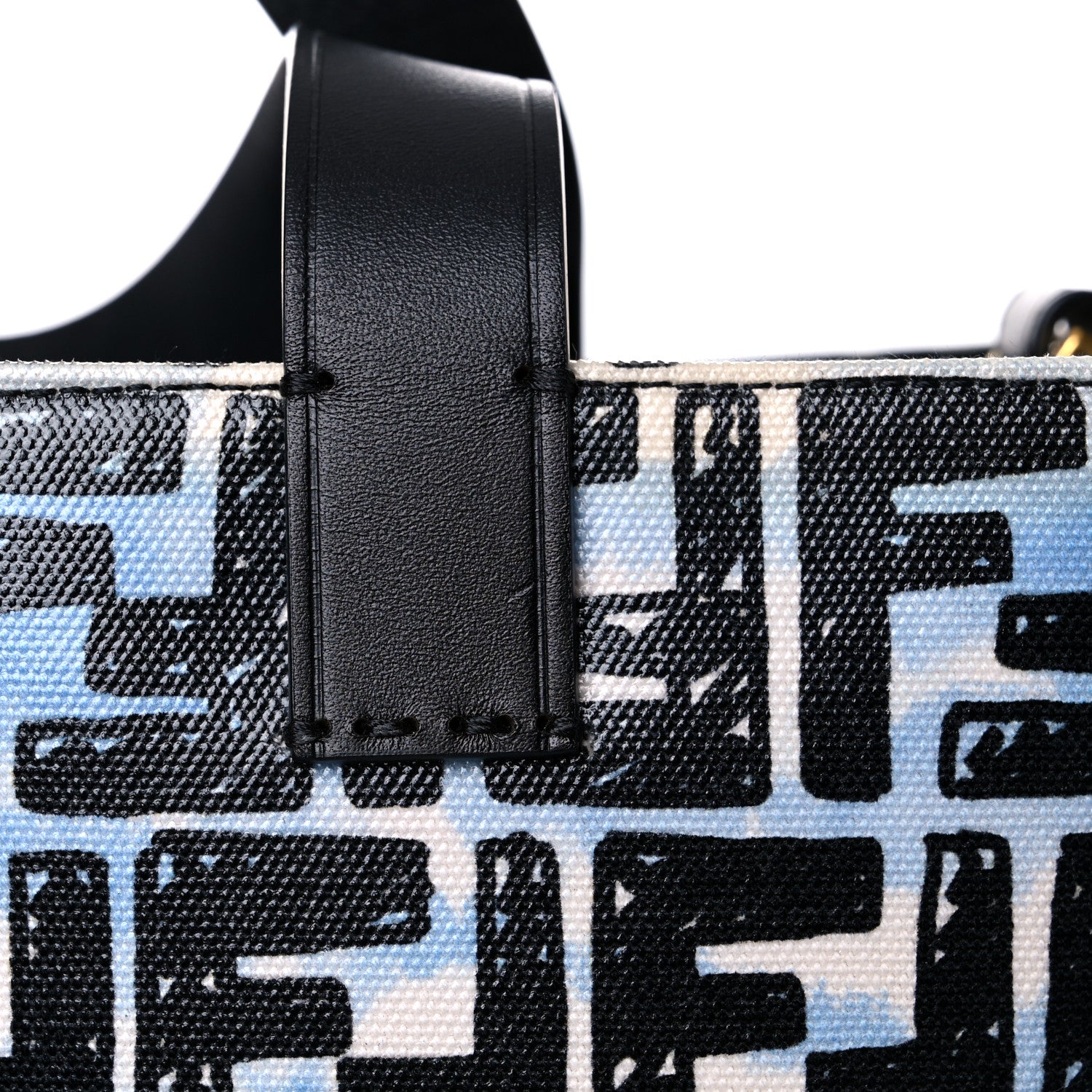 Fendi X JOSHUA VIDES Coated Canvas FF Cloudy Shopping Tote White Celeste Black 17 of 20