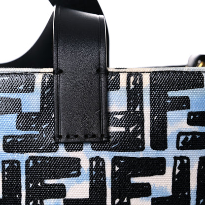 Fendi X JOSHUA VIDES Coated Canvas FF Cloudy Shopping Tote White Celeste Black 17 of 20