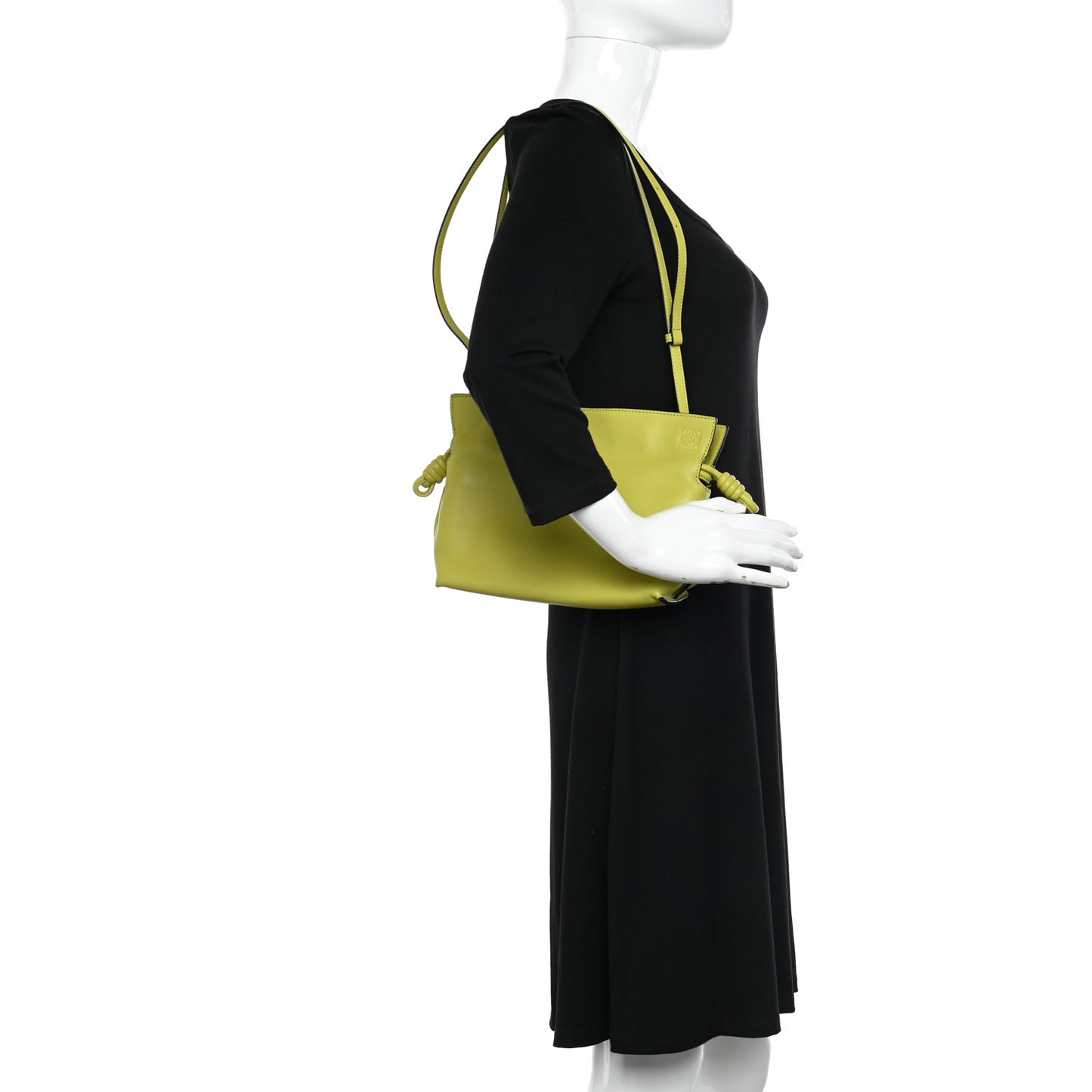 Calfskin Mini Flamenco Knot Clutch Lime Yellow