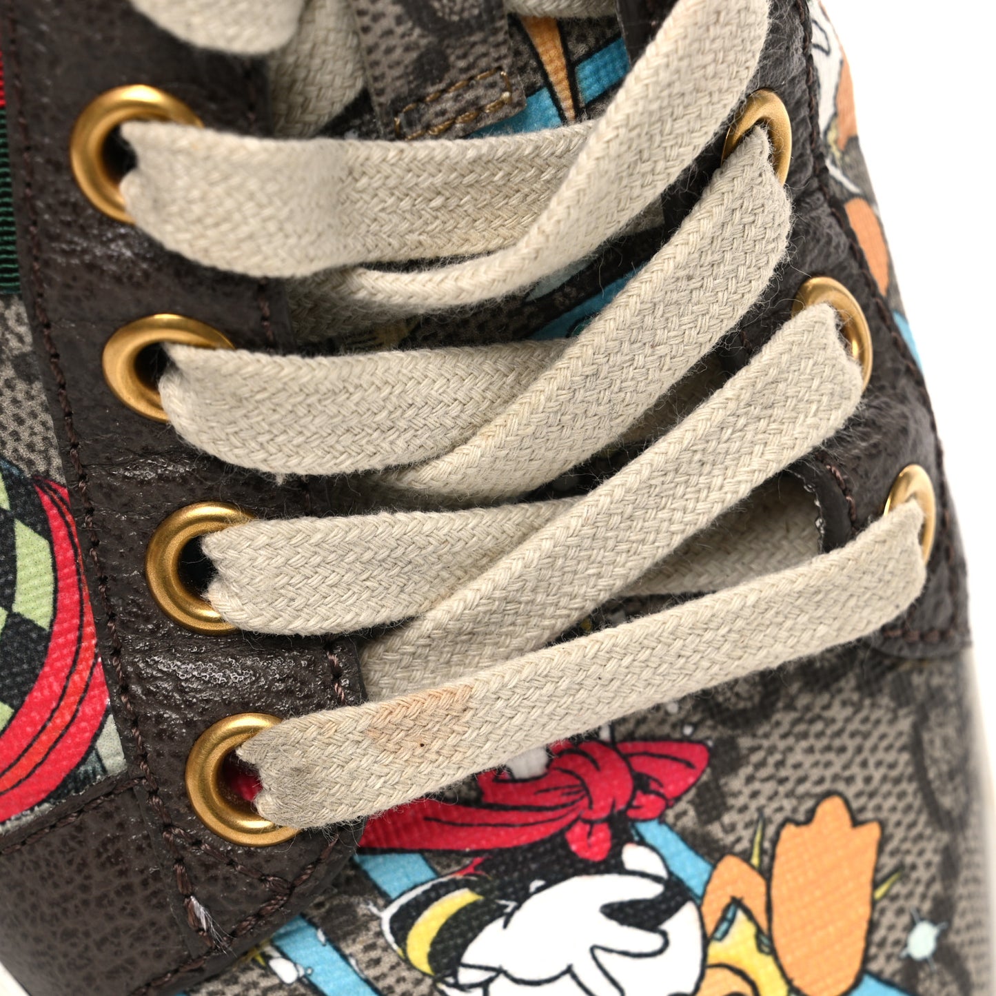 X DISNEY GG Supreme Monogram Web Donald Duck Womens Ace Sneakers 35 Beige New Acero Orange