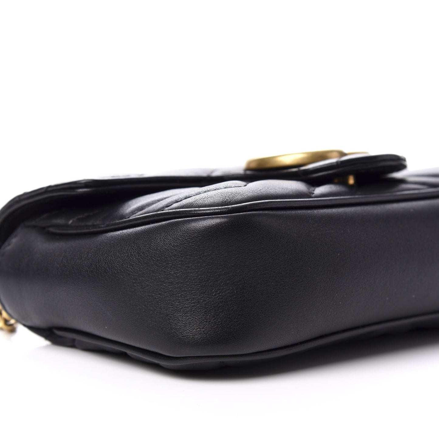 Calfskin Matelasse Super Mini GG Marmont Shoulder Bag Black