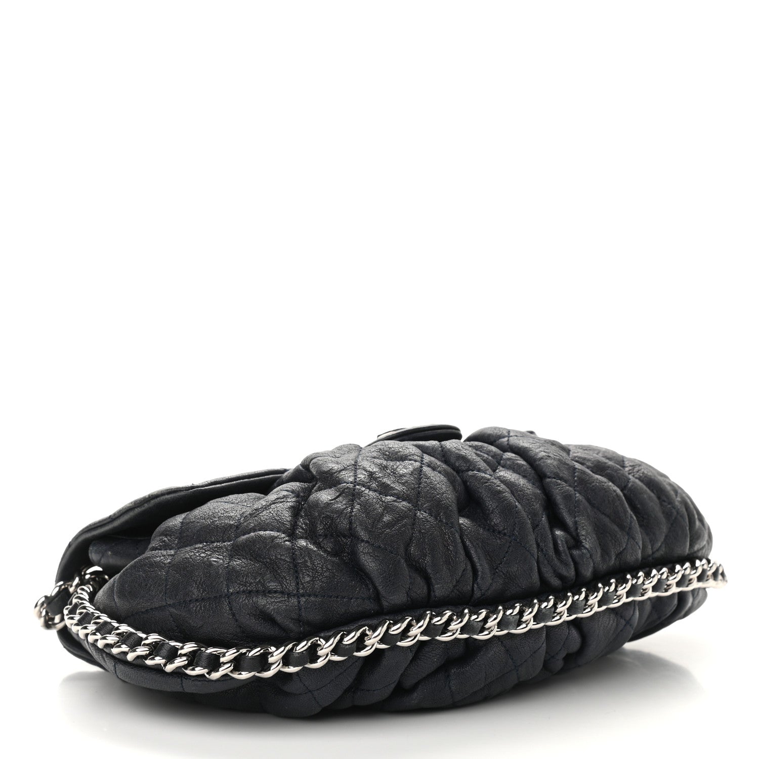 Chanel Washed Lambskin Quilted Medium Chain Around Flap Navy 4 of 9