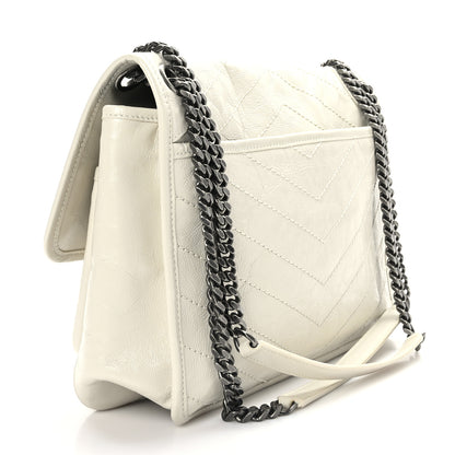 Saint Laurent Crinkled Calfskin Matelasse Monogram Medium Niki Chain Satchel Crema Soft 3 of 9