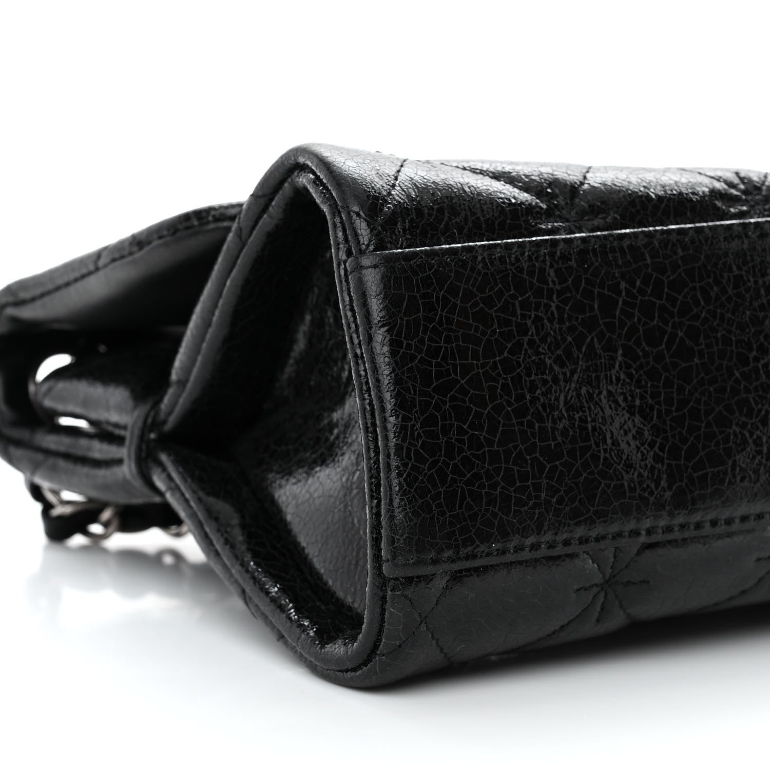 Chanel Glazed Crackled Calfskin Mademoiselle Flap Black 9 of 13