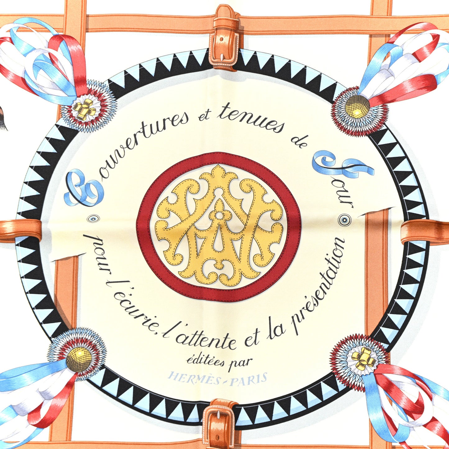Silk Couvertures Et Tenues de Jour Scarf 90 Creme Rouge H Bleu Multicolor