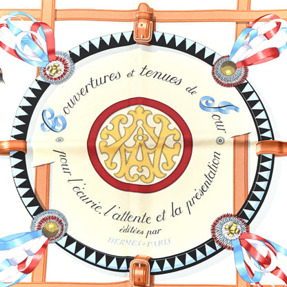 Hermes Silk Couvertures Et Tenues de Jour Scarf 90 Creme Rouge H Bleu Multicolor 5 of 6