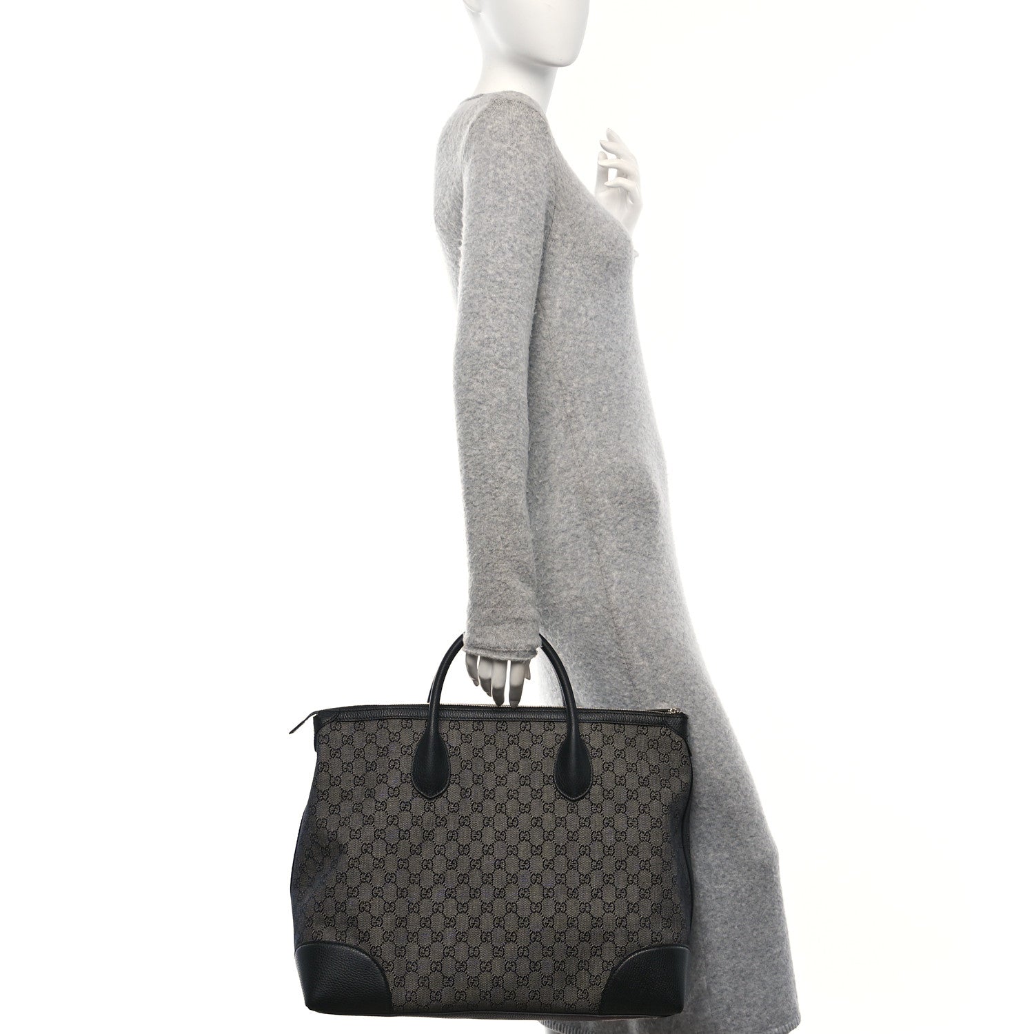 Gucci Denim Monogram Large Tote Black 2 of 12
