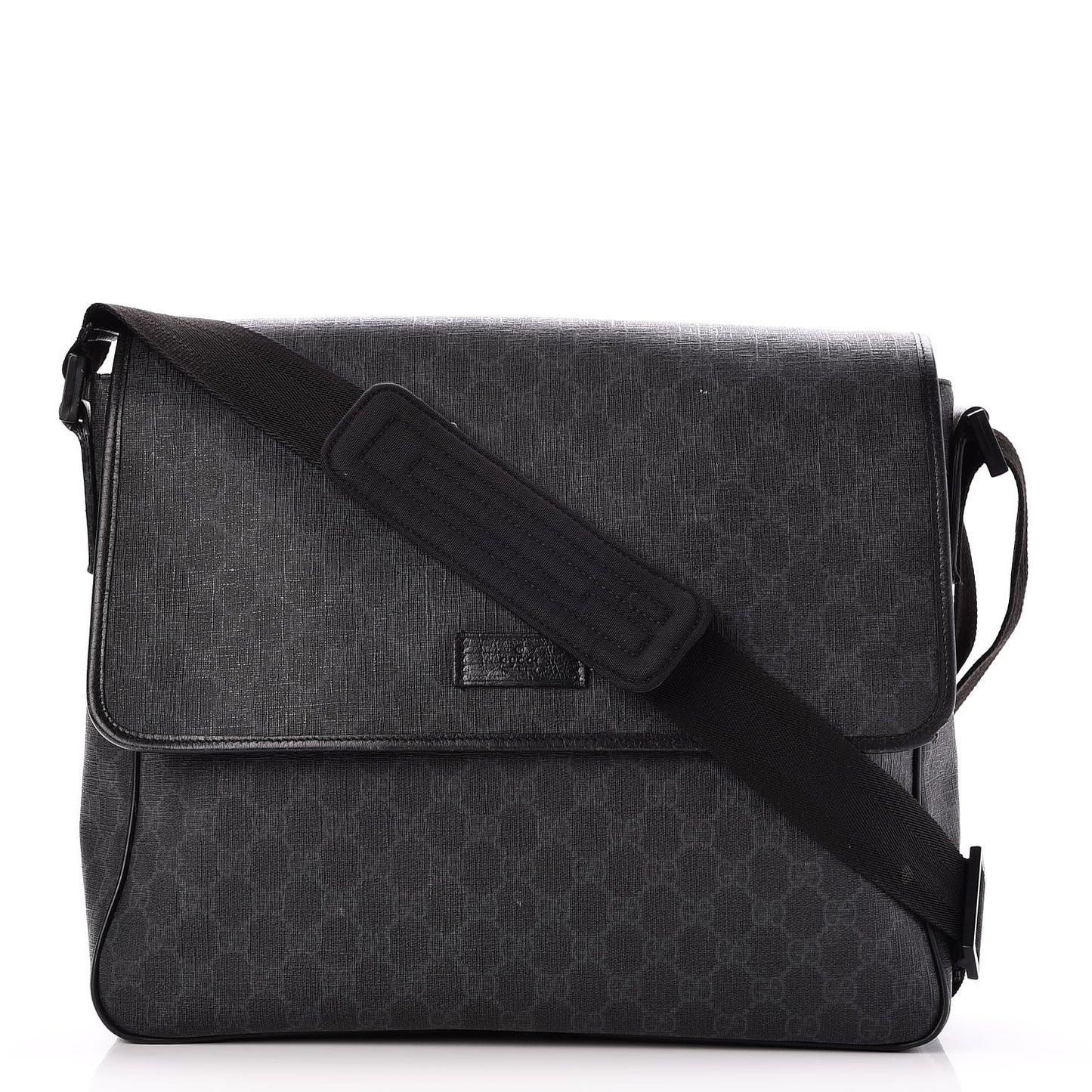 GG Plus Monogram Medium Flap Messenger Bag Black