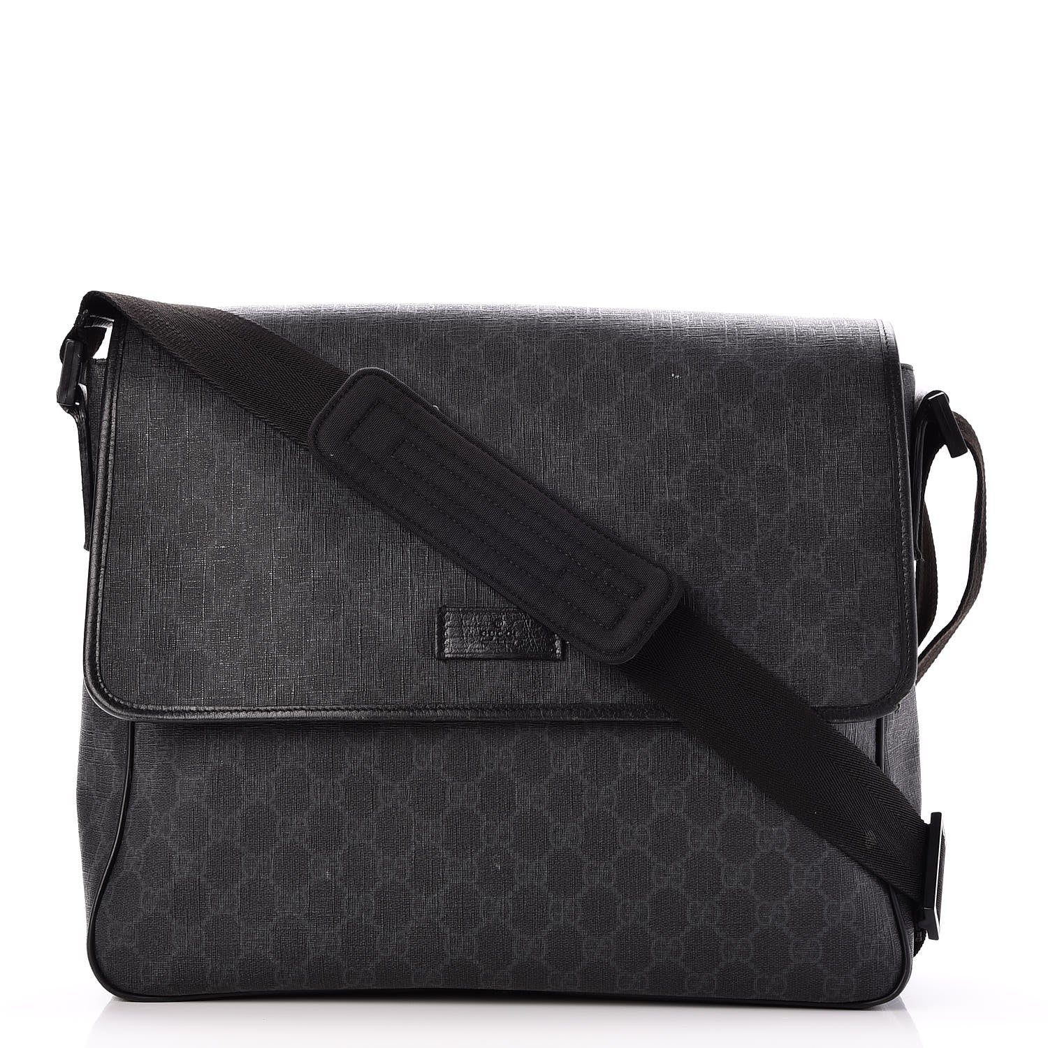 Gucci GG Plus Monogram Medium Flap Messenger Bag Black 1 of 7