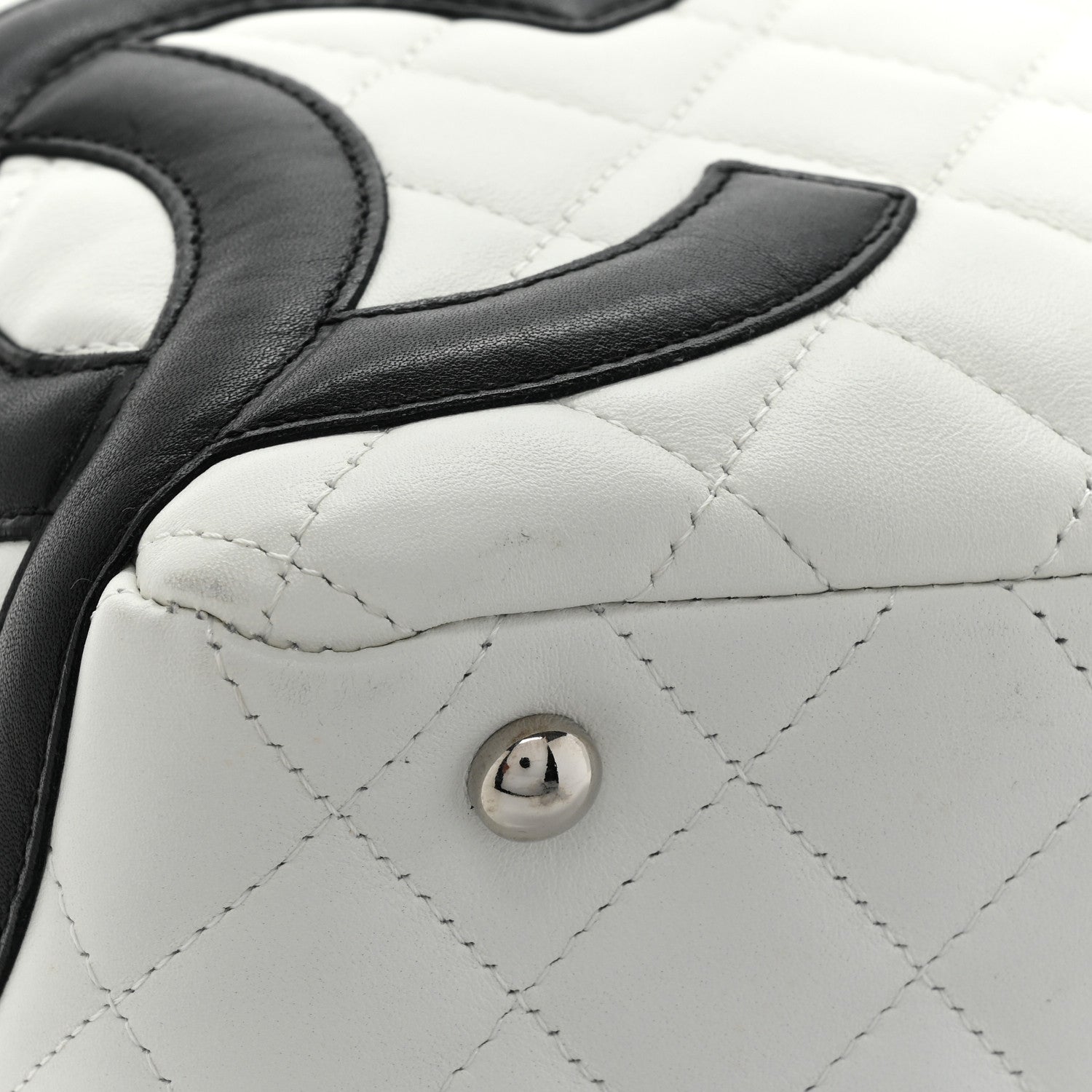 Chanel Calfskin Quilted Large Cambon Bowler White Black 11 of 15