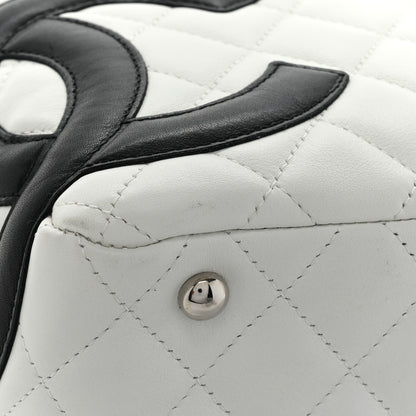 Chanel Calfskin Quilted Large Cambon Bowler White Black 11 of 15