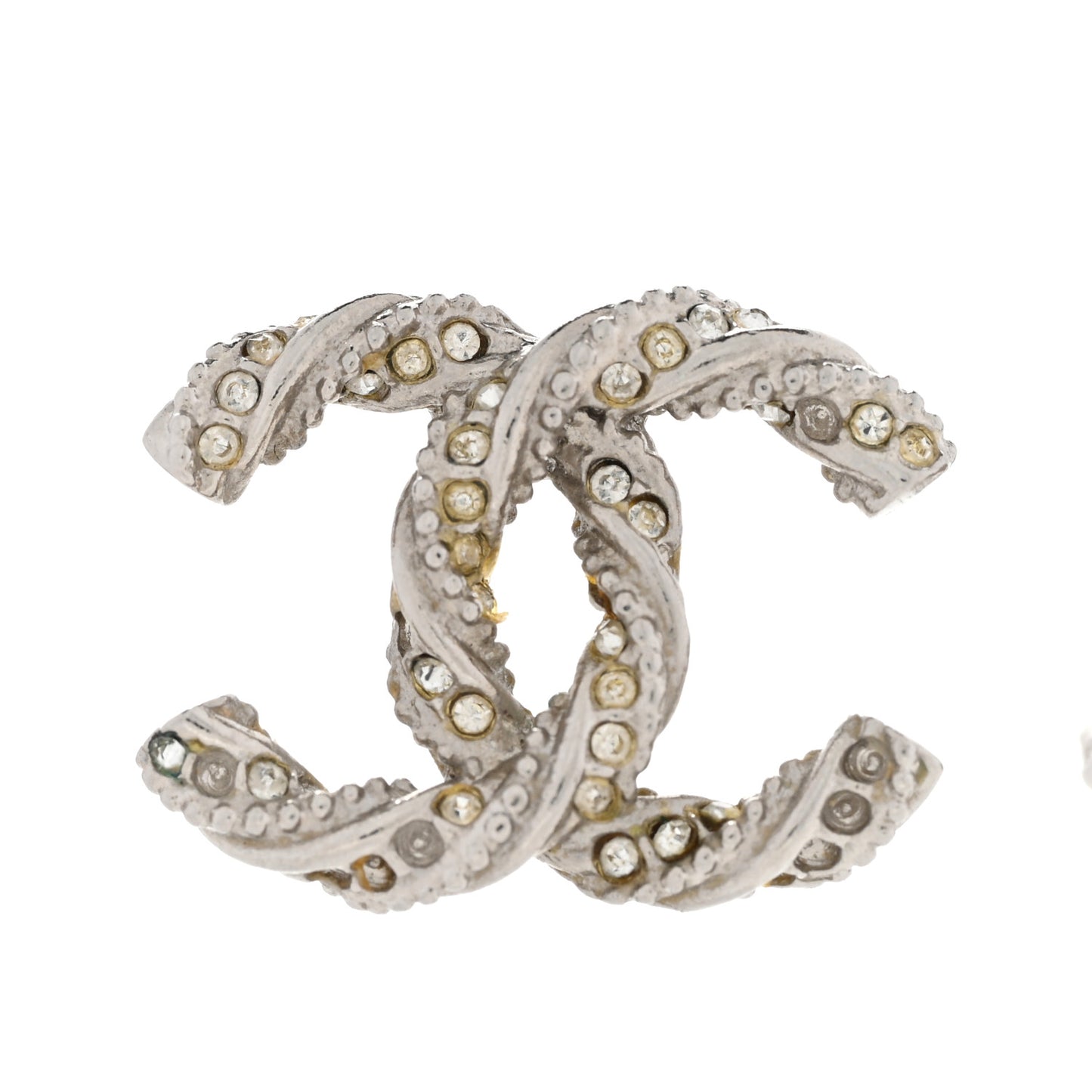 Crystal Twisted CC Earrings Silver Gold