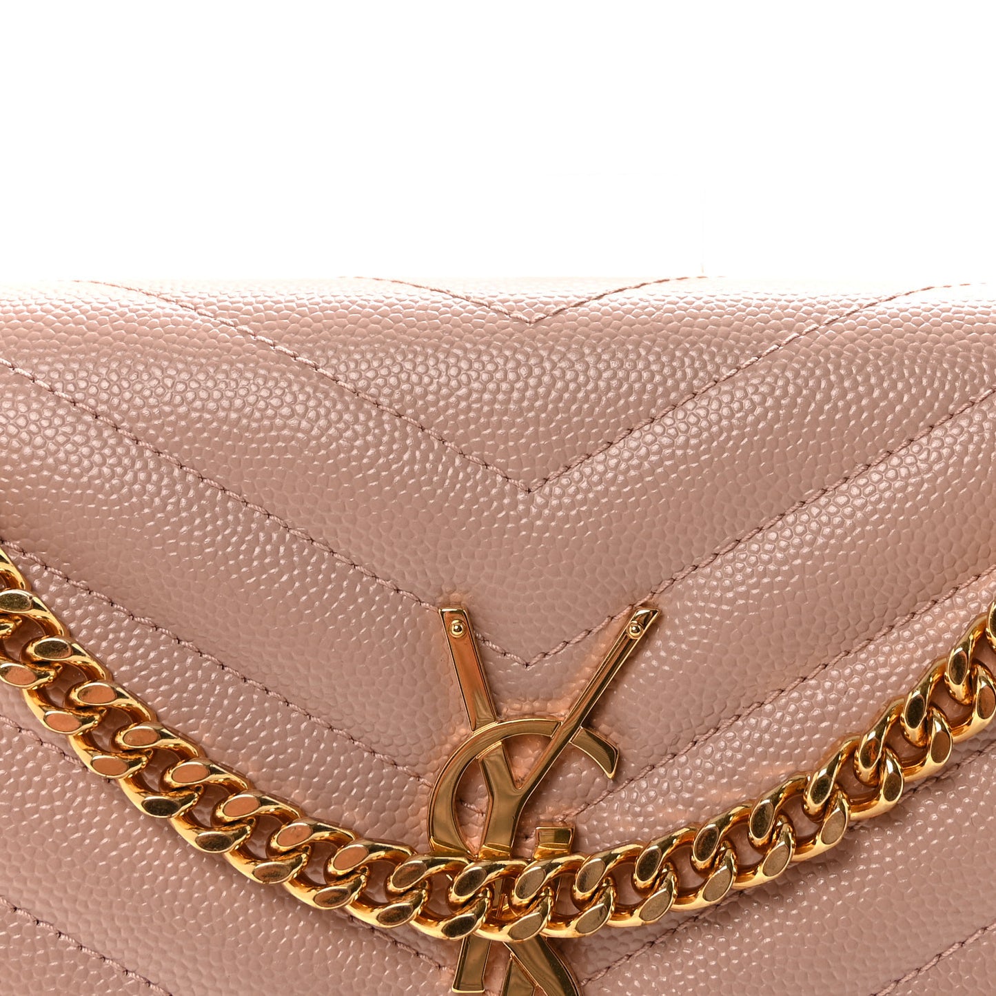 Grain De Poudre Matelasse Chevron Monogram Chain Wallet Pale Blush