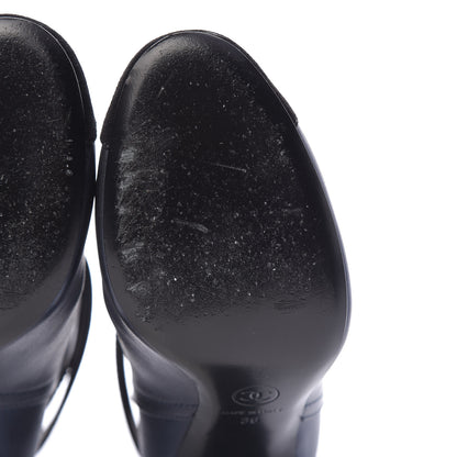 Chanel Calfskin Suede Cap Toe CC Short Boots 36 Navy Black 9 of 12