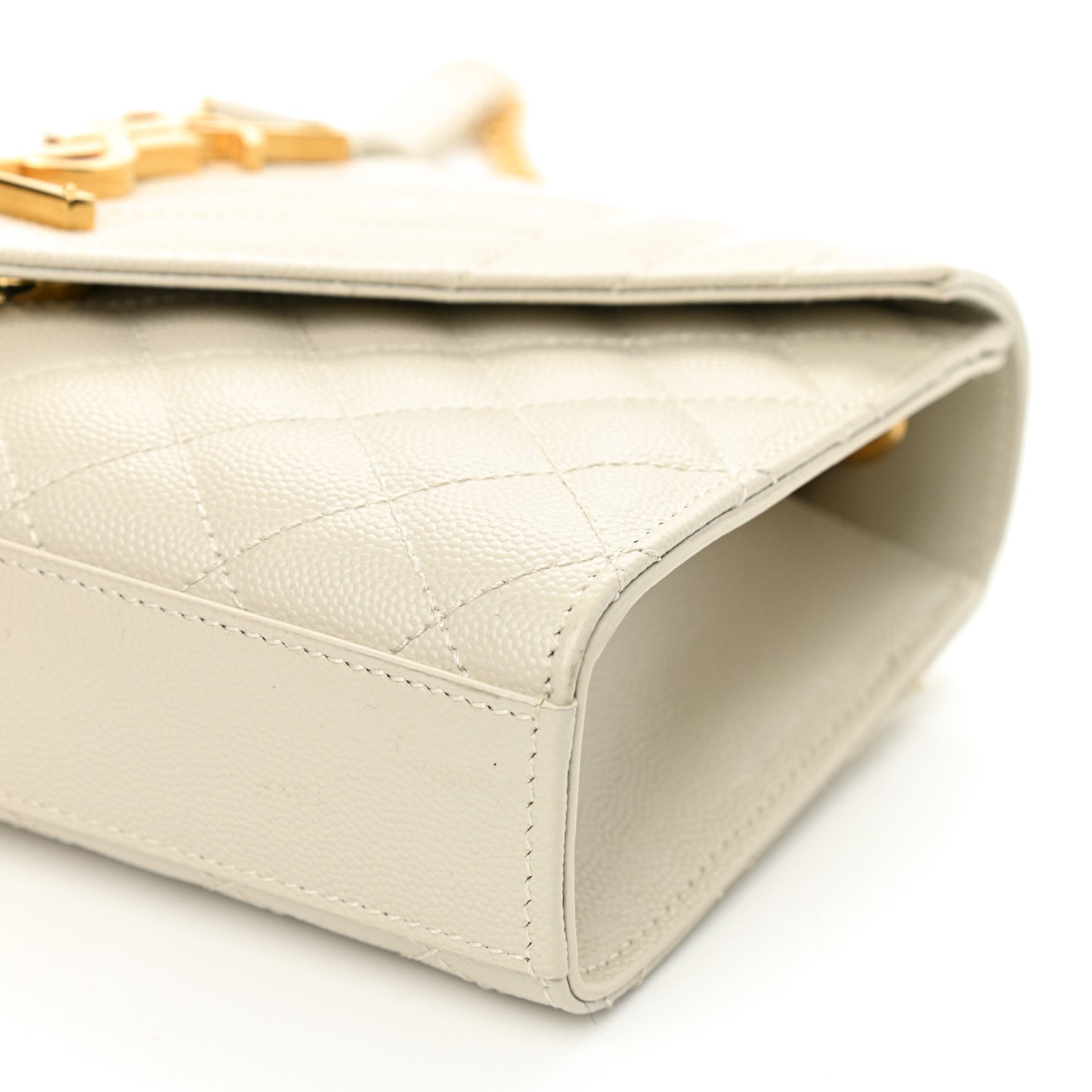 Grain De Poudre Textured Mixed Matelasse Triquilt Small Monogram Satchel Crema Soft