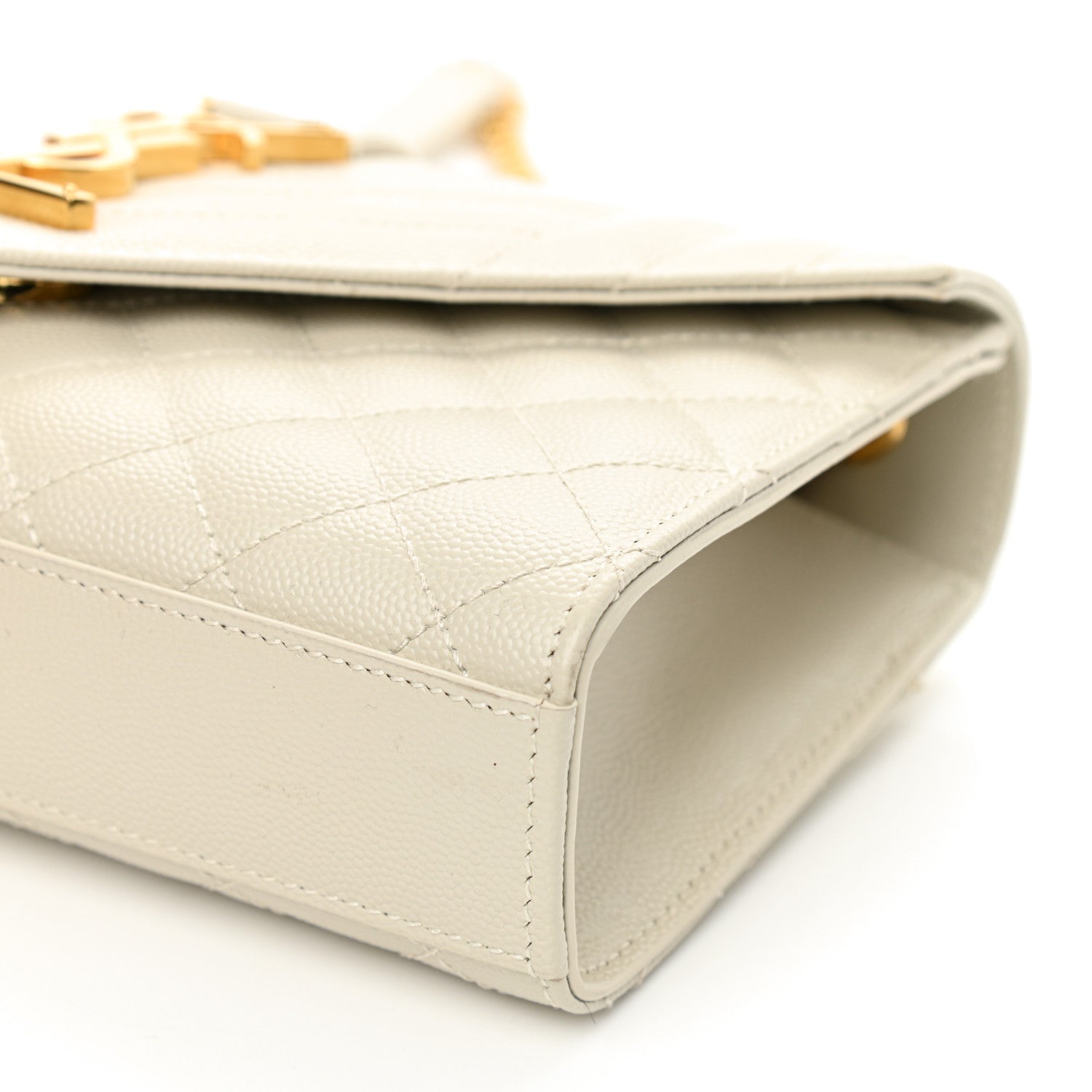 Saint Laurent Grain De Poudre Textured Mixed Matelasse Triquilt Small Monogram Satchel Crema Soft 8 of 8