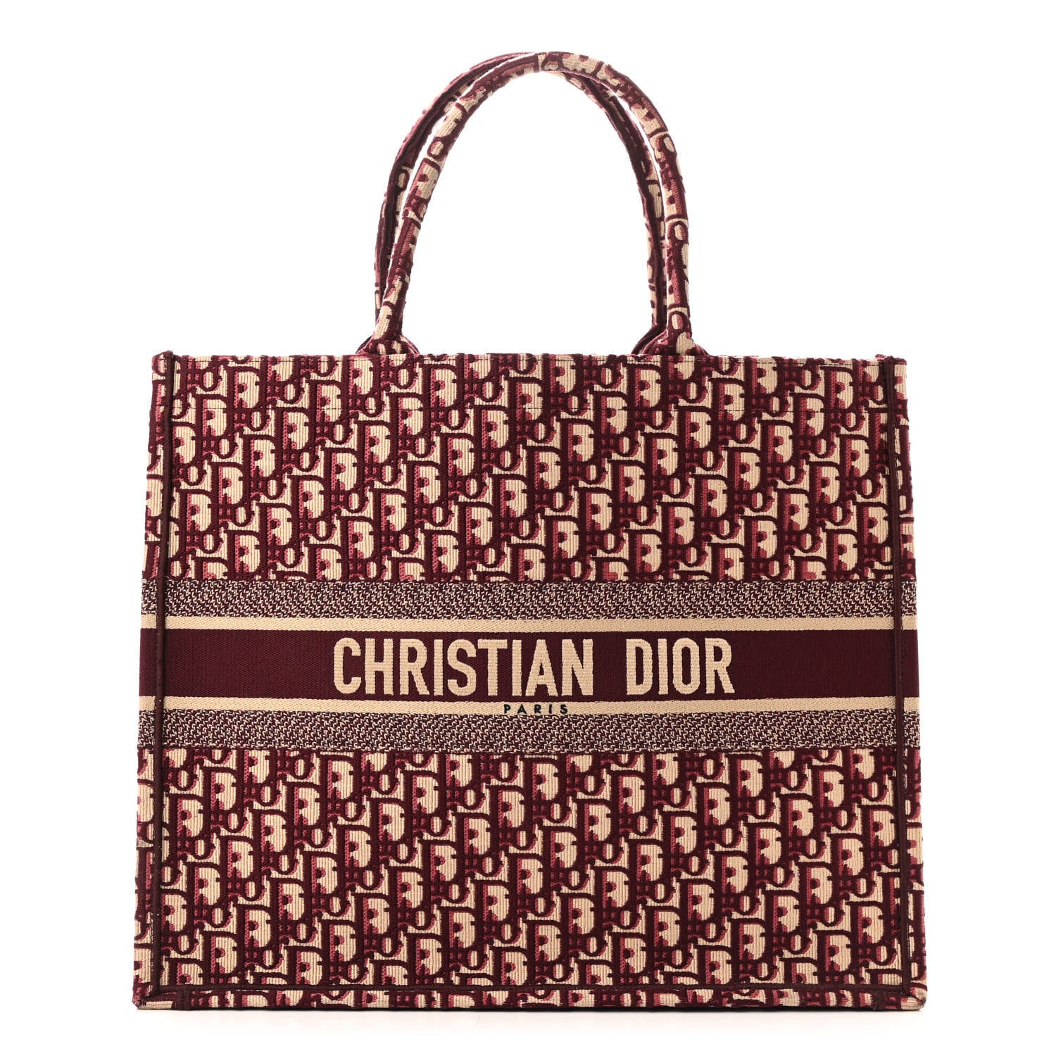 Christian Dior Oblique Large Book Tote Burgundy Multicolor 1726736