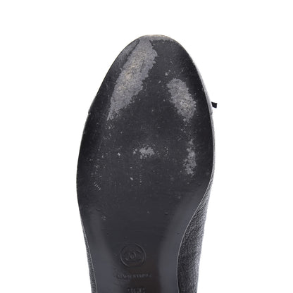 Chanel Caviar CC Cap Toe Ballerina Flats 36 Black 10 of 11
