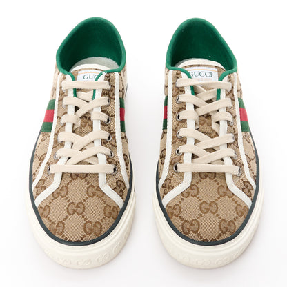 Gucci GG Monogram Web Womens 1977 Tennis Sneakers 38.5 Beige Ebony Mystic White 2 of 8