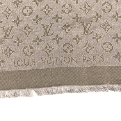 Louis Vuitton Silk Lurex Wool Monogram Shine Shawl Greige 3 of 4